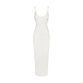 SMOOTH LAYERS SCOOP NECK LONG DRESS | EGRET
