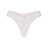 LIGHTWEIGHT COTTON WIDE LACE THONG | SNOW