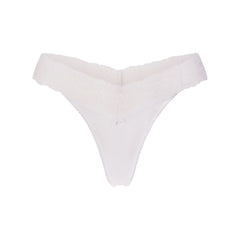 LIGHTWEIGHT COTTON WIDE LACE THONG | SNOW