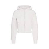 COTTON JERSEY ZIP UP HOODIE | LIGHT HEATHER GREY