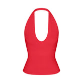 SMOOTH LAYERS HALTER TOP | CARMINE