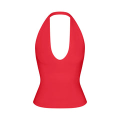 SMOOTH LAYERS HALTER TOP | CARMINE