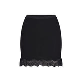 RIB KNIT LACE MINI SKIRT | OBSIDIAN