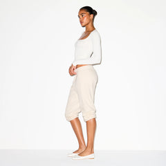 COTTON JERSEY SCOOP NECK LONG SLEEVE TOP | MARBLE