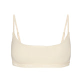 LIGHTWEIGHT COTTON LOGO PICOT SCOOP BRALETTE | BUTTER TONAL