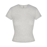 SHEER RIB T-SHIRT | LIGHT HEATHER GREY
