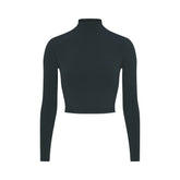 NikeSKIMS VINTAGE SEAMLESS MOCK NECK CROP TOP | DARK TEAL