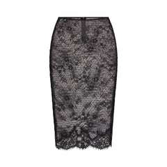 ULTRA FINE LACE MIDI SKIRT | OBSIDIAN
