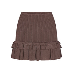 SHEER KNIT RUFFLE MINI SKIRT | AMETHYST