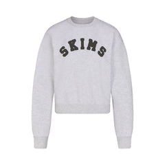COTTON FLEECE LOGO CLASSIC CREWNECK | LIGHT HEATHER GREY WITH ONYX LOGO