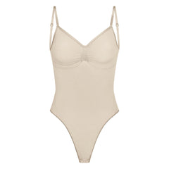 SEAMLESS SCULPT LOW BACK THONG BODYSUIT | SAND