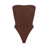 SEAMLESS SCULPT STRAPLESS THONG BODYSUIT | COCOA