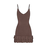 SHEER KNIT RUFFLE DRESS | AMETHYST