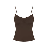 NikeSKIMS MATTE SHIRRED FRONT TANK | DARK SEPIA