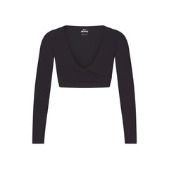 NikeSKIMS MATTE WRAP LONG SLEEVE CROPPED TOP | OBSIDIAN