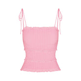 SHEER KNIT RUFFLE CAMI | PEONY