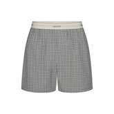 COTTON POPLIN MENS LOGO BAND BOXER | SLATE GREY CHECK