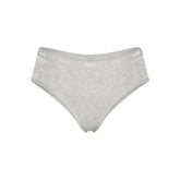 LIGHTWEIGHT COTTON LOGO PICOT HIPSTER | LIGHT HEATHER GREY