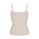 COTTON JERSEY CAMI | OATMEAL HEATHER HOLLY PRINT