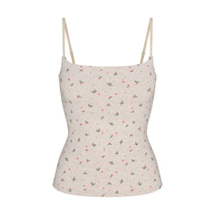 COTTON JERSEY CAMI | OATMEAL HEATHER HOLLY PRINT