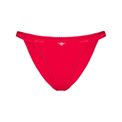 LIGHTWEIGHT COTTON LOGO PICOT STRING BIKINI | RUBY TONAL