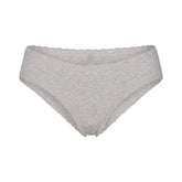 LIGHTWEIGHT COTTON POINTELLE LACE BRIEF | LIGHT HEATHER GREY