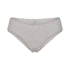 LIGHTWEIGHT COTTON POINTELLE LACE BRIEF | LIGHT HEATHER GREY