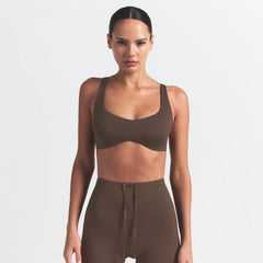 NikeSKIMS MATTE SHAPING SCOOP BRA | DARK SEPIA