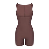 SKIMS BODY CORE SCULPT BACK SMOOTHING OPEN BUST MID THIGH BODYSUIT | COCOA