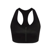 NikeSKIMS SATIN SHINE RACERBACK ZIP FRONT BRA | OBSIDIAN
