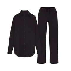 ORGANIC COTTON SLEEP LONG SLEEVE SET | OBSIDIAN