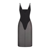 SKIMS BODY MESH PLUNGE MIDI DRESS | ONYX