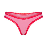 LIGHTWEIGHT COTTON LACE THONG | CARNATION CONTRAST