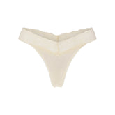 LIGHTWEIGHT COTTON WIDE LACE THONG | BUTTER TONAL