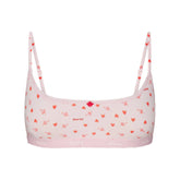 LIGHTWEIGHT COTTON LOGO PICOT SCOOP BRALETTE | BABY PINK ARROWED HEARTS