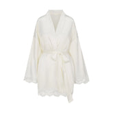 WOVEN SHINE LACE ROBE | IVORY