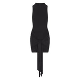 CUPRO JERSEY WRAP MINI DRESS | OBSIDIAN
