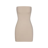 COTTON JERSEY MINI TUBE DRESS | STONE