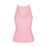 SHEER KNIT PLUNGE TANK | PEONY