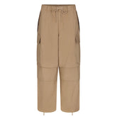 WOVEN COTTON OVERSIZED LOW RISE CARGO PANT | DESERT