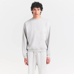 FLEECE LOUNGE MENS RELAXED HIGH CREWNECK | LIGHT HEATHER GREY
