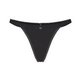LIGHTWEIGHT COTTON LOGO PICOT THONG | SOOT