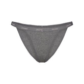 LIGHTWEIGHT COTTON LOGO PICOT STRING BIKINI | DARK HEATHER GREY