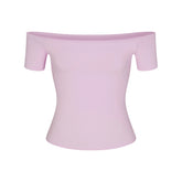 COTTON JERSEY OFF THE SHOULDER TOP | SUGAR PLUM