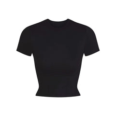 NikeSKIMS MATTE CROPPED CORSET T-SHIRT | OBSIDIAN