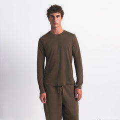 SKIMS COTTON MENS CLASSIC LONG SLEEVE T-SHIRT | DRIFTWOOD