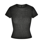 SHEER RIB T-SHIRT | SOOT