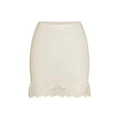 RIB KNIT LACE MINI SKIRT | EGRET