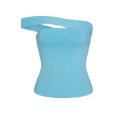 COTTON JERSEY ASYMMETRICAL TOP | WATER