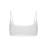 LIGHTWEIGHT COTTON LOGO PICOT SCOOP BRALETTE | SNOW
